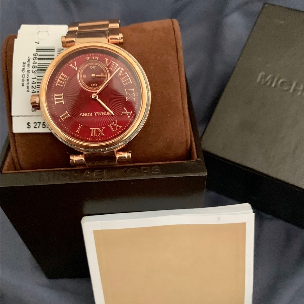 New In Box Michael Kors Skylar Burgundy Watch